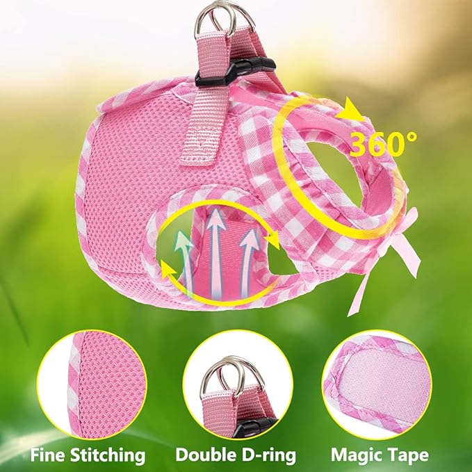 PUPTECK Dog Harness for Puppy and Small Sized Dogs, Step-in No Pull Soft Mesh Vest Harness for Cats Small Pets Walking, Pink, S