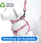 Pawtitas Recycled Reflective Step-in Dog Harness – Adjustable No-Pull Vest for Puppies to Seniors, Safe & Comfortable M Pink