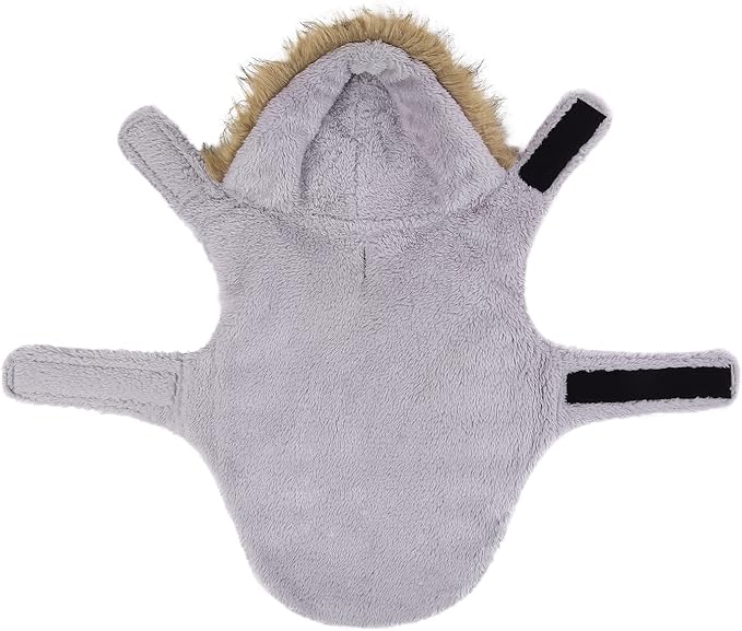 HDE Dog Puffer Jacket Fleece Lined Warm Dog Parka Winter Coat with Harness Hole Navy Retro Stripe - M