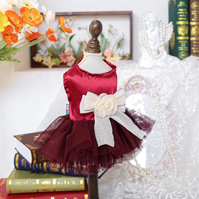 Fashion Sweet Puppy Dog Blingbling Princess Skirt Pet Dog Lace Cake Camisole Tutu Dress J-red S