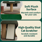 53" Large Christmas Cat Tree Tower: Indoor Green Heavy Duty Cat Condo House with Scratching Post & Toys for Xmas Decorations