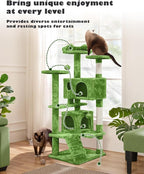 Yaheetech 54in Cat Tree, Cat Tower with Large Condo Sisal Scratching Posts and Dangling Balls, Pet Furniture for Kitten, Green