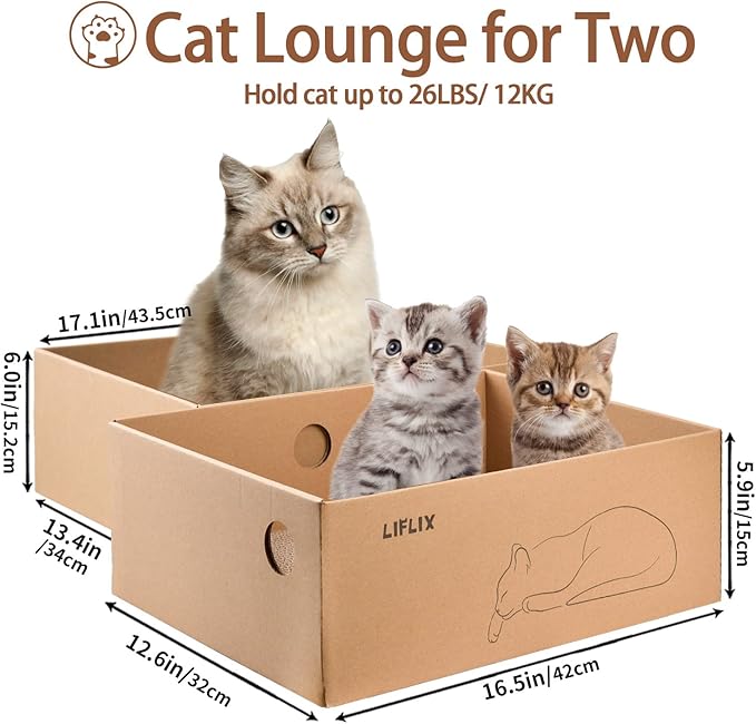 Cardboard Cat Scratcher with 2 Boxes, 6PCS Reversible Cat Scratch Pads in Large Cat Scratcher Box, 17.1" ｘ13.2 ｘ6.1