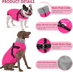 AOFITEE Dog Jacket with Harness Built in, Waterproof Dog Coat for Small Dogs, Warm Fleece Pet Puffer Vest with Zipper on Back & Furry Collar, Reflective Dogs Snow Jacket Small Pet Snowsuit, Pink S
