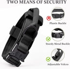 Tactical Dog Collar Set, Adjustable Military Training Nylon Dog Collar with Control Handle and Heavy Quick-Release Metal Buckle for Small Medium Large Dogs, Black Set M