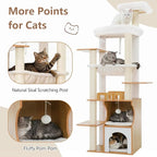 Cat Tree, 70.9 Inch Wood Cat Tower for Large Cats Adult, Modern Cat Furniture with Double-Layer Wooden Cat Condo, 2 Platforms, Large Hammock and Scratching Posts, Walnut GCT102WB