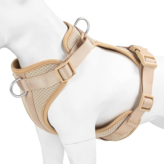 Wisedog Dog Harness Medium Sized, Pet Vest with Front Clip, Adjustable Puppy Harness with 3 Fast Release Buckles[Easy to Put on & Take Off] (Sand Color, S)