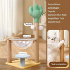 Cat Climbing Tree | Cactus Cat Tree Playhouse,Interactive Cat Tree Playhouse, Removable Cat Climber Stand with Space, Scratching Posts, Balls for Small Large Cats