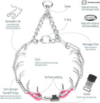 Herm Sprenger Chrome Plated Steel Dog Collar with Quick Release ClicLock Buckle and Biothane Insert Training Collar for Dogs Made in Germany (Passionfruit Pink, 25in x 4.0mm(Neck Size up to21-22in))