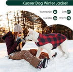 Kuoser Reversible Dog Jacket, Warm Winter Coat for Large Dogs, Warm Windproof Pet Cold Weather Clothes, Red XXL