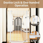 59“ Extra Tall Cat Gate for Doorway：29.4-33.4” Wide Pet Gate, Auto Close/One Handed Open, 1.34” Extra Small Gap, No Drill Pressure Mount Tall Cat Gate for Interior Stairs/Kitchens/Hallways (White)