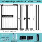 51.18 Inch Extra Tall Pet Gate, 29.5-43" Adjustable Wide Auto Close Dog Gates, Pressure Mounted Walk Through Tall Cat Gate for Doorways,Hallway,Stairs（Black）