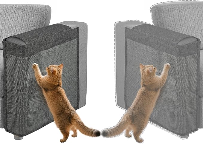 Reversible Cat Scratch Couch Protector Made of Natural Sisal for Ultimate Furniture Protection,Couch Protector from Cat Claws,Couch Corner Cat Scratcher, Universal Fit Both Sides(Dark Grey,1-Pack)