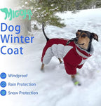 MIGOHI Full Body Dog Coat - Warm Reflective Small Dog Winter Coat with Harness, Turtleneck Fleece Jacket for Dogs,Four-Leg Windproof Puffer Jackets Snowsuit with Zipper for Small Medium Large Dogs,S