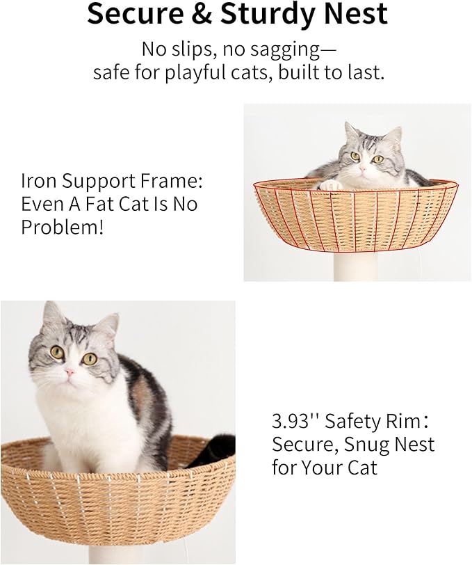 Modern Cat Tree for Large Cat, Wood Cat Tower Heavy Duty with Scratch Post for Indoor Big Cats (133cm (Particle Board))