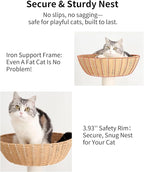 Modern Cat Tree for Large Cat, 63-Inch Tall Cat Tower with Scratching Post for Indoor Cats, Multi-Level Cat Condo with Hand-Woven Cat Bed and Acrylic Bowl