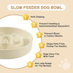 Ceramic 0.9 Cup Raised Slow Feeder Dog Bowl Set, Elevated 6.1inch Water Bowl and 6.1inch Slow Dish with Wooden Stand for Small Dogs (2 x Light Yellow+ Stand)
