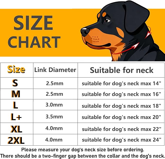 Freezx Dog Choke Collar Slip P Chain,Heavy Duty Metal Training Choke Collars, Adjustable Weather Proof Alloy Steel Chains for Small Medium Large Dogs (2XL, Diameter-4mm)