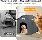 Extra Large Dog House Indoor with Plush Cushion, Dog Kennel for Inside with Sturdy Frame, Waterproof Pet House Suitable for Medium Large Dogs, 34x27x34in, Gray