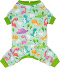 KYEESE Dog Pajamas Velvet Pjs Stretchy Pet Jammies Onesie Small Dog Pajamas with Colorful Dinosaurs Comfy Clothes for Dogs Boy Girl Puppy Coat Soft Outfit, Small