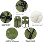 Aiboria Dog Jackets for Winter Windproof Waterproof 2 in 1 Outfit Cold Weather Coat Dog Vest Harness Puppy Winter Warm Jacket Green 4XL