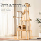 73-Inch Cat Tower for Multiple Cats, Cat Tower for Large Cats, Slim, Stable, Freestanding, Popular,Prevents Cats from Falling, Space Saving, Wooden Cat Tree. 20lb (8782)