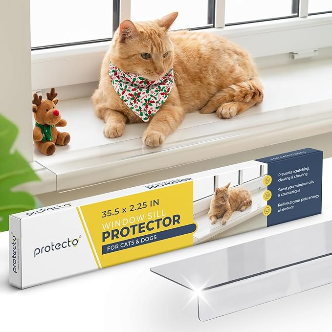PROTECTO Window Sill Protector from Dogs 35.5 x 2.25 Clear Window Guards from Cats Scratching, Chewing & Clawing | Keep Your Sills Smooth & Paws Safe | Ultra Strong Window Sill Cover Protection