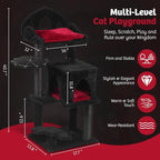 Gothic Cat Tree - 40" Goth Cat Bed, Spacious Condo, Spooky Hanging Bat, Durable Sisal Scratching Post - Elegant Black Cat Tree for Majestic Felines