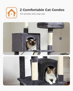 PEQULTI 71'' Cat Tree for Indoor Cats with Big Hammock, Tall Cat Tower for Large Cats with 2 Cat Condo, 2 Soft Top Perch, Scratching Posts and Pad, Dark Grey