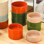 Petygooing Ceramic Dog Bowl Set with Stand, Small Cat Dog Food and Water Bowl, Anti-Slip Set of 2 Bowls - 13.5 OZ (5.1In / 1.7 Cups) Rust Red