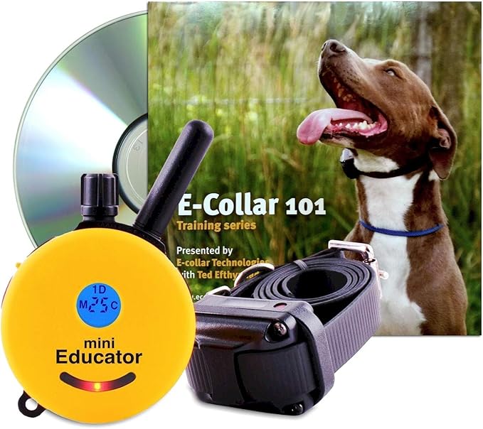 Educator 1/2 Mile Remote Dog Training System Plus E-Collar 101 Training DVD, Safe Humane Stimulation, Pavlovian Tone, Waterproof, Odorproof Biothane Collar, Night Light, Rechargeable, 1 Dog, Yellow