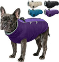 IDOMIK Warm Dog Coat with Harness, Waterproof Reflective Dog Jackets for Small Medium Large Dogs, Fleece High Collar Winter Jacket with Zipper, Pet Winter Snowsuit Clothes for Cold Weather,Purple M