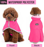 SlowTon Dog Raincoat, Adjustable Dog Rain Jacket Clear Hooded Double Layer, Waterproof Poncho with Reflective Strip Straps and Storage Pocket for Small Medium Large Dogs Puppies(FU XXL)