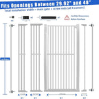 71 Inch Extra Tall Pet Gate for Cats, 29.5-48" Adjustable Wide Dog Gates, Pressure Mounted Walk Through Tall Cat Gate for Doorways,Hallway,Stairs,House（White）