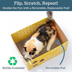 Cardboard Cat Scratcher, No-Mess Cat Scratching Box with Refillable Double-Sided Cat Scratching Pad for Indoor Cats