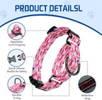 Kazazoo Reflective Martingale Collar for Dogs with Quick Release Buckle Adjustable Soft Durable Dog Collar for Small Medium Large No Pull Training Dog Collars-Pink Camo S