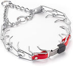 Herm Sprenger Chrome Plated Steel Dog Collar with Quick Release ClicLock Buckle O-Ring Biothane Insert Training Collar Made in Germany (Cherry Red, 25in x 4.0mm(Neck Size up to21-22in))