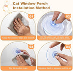 Glow in The Dark Cat Window Perch, Large Foldable Hammock Bed with 4 Strong Suction Cups and Warm Soft Zipper Removable Cushion for Indoor Cats (Stars)