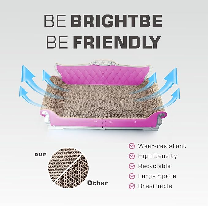 Sofa Shaped Cat Scratching Boards,Cat Scratcher Couch,Extra Large Cat Scratcher Bed 27.5inch for Large Cats Multi-Cats with Catnip(Pink)
