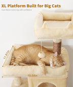 68 Inches Heavy Duty Cat Tree for Indoor Cat, Big Cat Tower with Sisal Scratching Posts and Top Perch, Large Platform for Adult Cats, PMT02BW, Beige