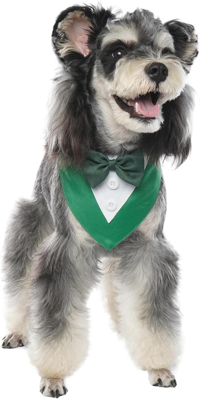 FUAMEY Dog Tuxedo St.Patrick's for Large Dogs,Dog Formal Suit Dogs Attire Pet Bow Tie Puppy Party Costumes Cat Tux Outfits Pets Bandana Cosplay Adjustable Bowties St.Patrick's Day Green XL