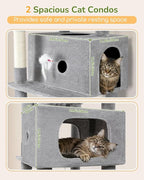 Globlazer Heavy Duty Cat Tree Tower 80in Tall Extra Large Cat Tree Tower for Multiple Indoor Cats Large Adult with Scratching Posts, 2 Spacious Condos, Padded Perches, Soft Hammock, S80B, Light Grey