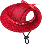 Round Brim Princess Hat Visor Hat Pet Dog Mesh Porous Sun Hat with Ear Holes for Small, Extra Small Dog Teddy, Pug, Chihuahua, Shih Tzu, Yorkshire Terriers, Papillon Red M