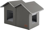 Bedsure Weatherproof Outdoor Cat House-Extra Wide Insulated Feral Cat Shelter with Raised Base in Winter, Waterproof Outside Pet Hideout for Stray Kitty, 22.5x12.5x13.25inches, Grey