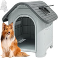 DWVO 39.4'' Plastic Foldable Dog House for Small, Medium, and Large Dogs, Waterproof Folding Pet House with Adjustable Top Window and Elevated Base (39.4''L x 33.5''W x 37.8''H)