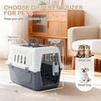 MoNiBloom 18-Inch 2-Door Top Loading Cat Carrier, Plastic Dog Crate Hard-Sided Dog Travel Carrier for Small Dogs and Cats, Ventilation and Security Lock Design for Pets up to 10 lbs (Grey)