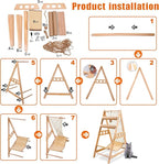 Cat Tree Ladder, Ladder Cat Tree with Hammock Scratching Post Climbing Web and Danging Sisal Ball, Cat Ladders Can Accommodate Multiple Cats and Can be Removed by The Window