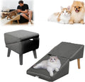 Split Ottoman Dog Ramp, 14.5" H Dog Chair with Ramp for Bed, Folding DogStairs, for Large and SmallDogs, 2-in-1 Lightweight Pet Steps (Gray, Large)