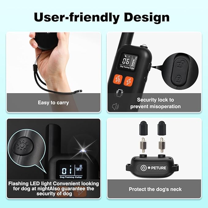 3 Dogs Shock Collar with Remote 3 Pack-3300FT Dog Training Collar with Fashlight, IPX7 E Collar with Double Shock for Small Medium Large Dogs(5-150lbs)-4 Training Modes, Adjustable Strap, Rechargeable