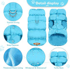 Winter Warm Dog Jacket for Small Medium Dogs Cat Cold Weather Coats with Harness Paded Dogs Fleece Vest Waterproof Windproof Dog Snow Jacket Pet Puppy Clothes (Blue,M)